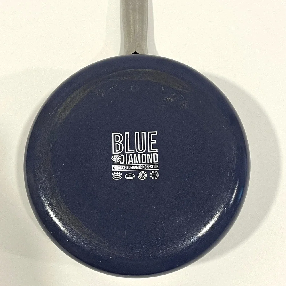 Blue Diamond Set of 3 Ceramic Non-Stick Frying Pans Pot Blue Stainless Handle
